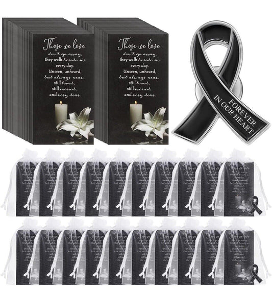 120 Set Funeral Ribbon Pins Ribbon Awareness Lapel Pin Remembrance Ribbon Black