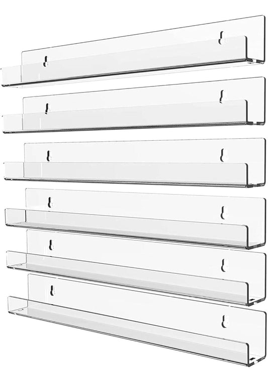 15 Inch Invisible Acrylic Floating Wall Ledge Shelf,Wall Mounted Nursery Book...